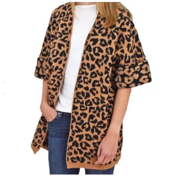 Roffe Accessories Leopard Print Knit Komono, One Size Brown Super Soft New - Picture 1 of 7